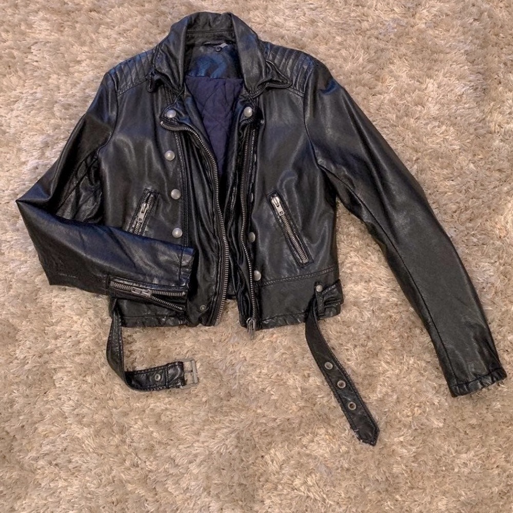 Free People Leather Motorcycle/Bomber Jacket NWOT
